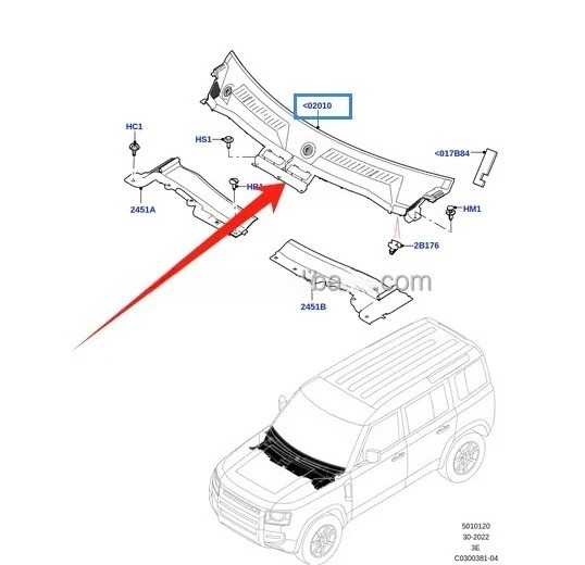 For  Defender 2020- LHD Front Windshield Cowl Panel LR132397